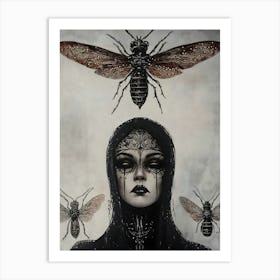 Dark Gothic Bees Art Print