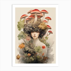 Mushroom Surreal Portrait 9 Art Print