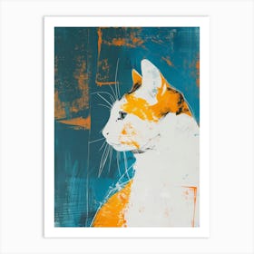 Cat In Blue And Orange Art Print