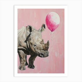 Cute Rhinoceros 2 With Balloon Art Print