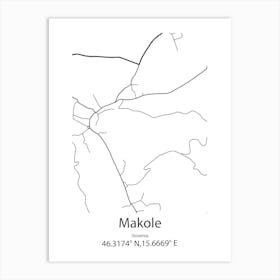 Makole,Slovenia Minimalist Map Art Print