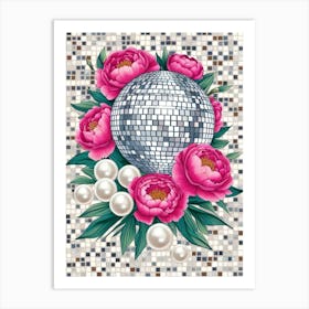 Disco Ball And Flowers 3 Art Print