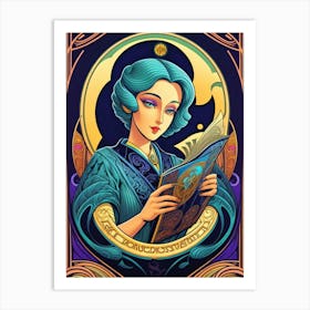 Elegant lady reading a book Art Print