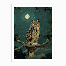 Owl At Night Art Print