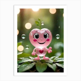 Cute Pink Heart- Kids Art Print