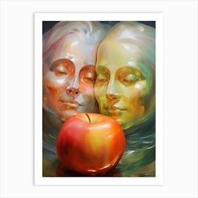 Two Women With An Apple Art Print