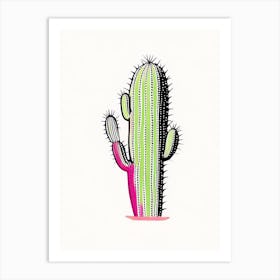 Ladyfinger Cactus Minimal Line Drawing Art Print