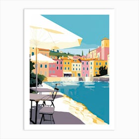 Villefranche Sur Mer, France, Flat Pastels Tones Illustration 3 Art Print