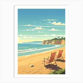 Malibu Beach California, Usa, Flat Illustration 3 Art Print