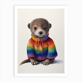 Baby Animal Wearing Sweater Otter 2 Art Print