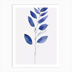 Wild Indigo Leaf Minimalist Watercolour 1 Art Print