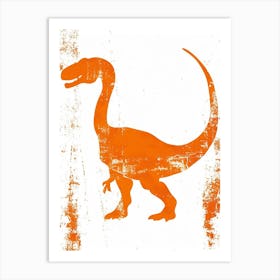 Orange Dinosaur Silhouette 3 Art Print