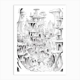 The Cave Of Wonders (Aladdin) Fantasy Inspired Line Art 7 Art Print