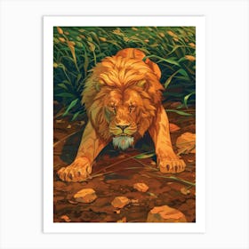 Lion In The Grass Art Print