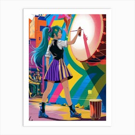 Sexy Girl With Drum Art Print