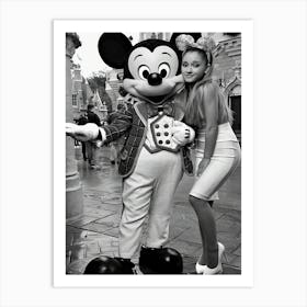 Disney Parks Frozen Christmas Celebration Tv Special Ariana Grande Poses With Mickey Mouse Art Print