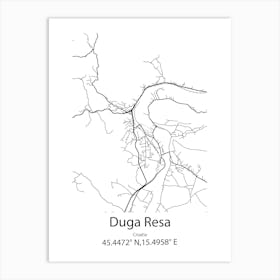 Duga Resa,Croatia Minimalist Map Art Print