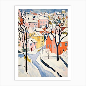 Winter Snow Oslo   Norway Snow Illustration 1 Art Print