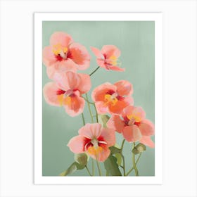 Orchids Flowers Acrylic Painting In Pastel Colours 11 Art Print