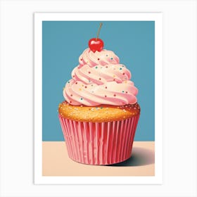 Cupcake With Sprinkles Vintage Cookbook Style 3 Art Print