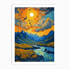 Sunset In The Mountains Art Print