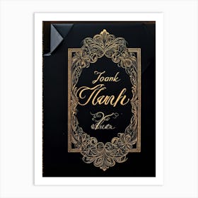 An Elegant Retro Styled Hand Drawn Calligraphy Of The Word Thank You Featuring A Graceful Scrip (2) Art Print