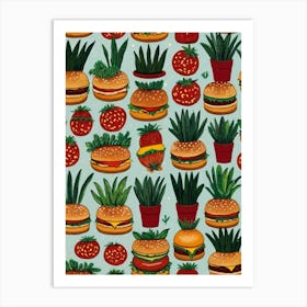 Burgers And Plants Art Print