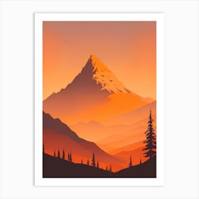 Misty Mountains Vertical Composition In Orange Tone 181 Art Print