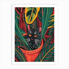 Cat In The Pot Art Print