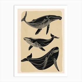 Modern Minimalist Abstract Whales 1 Art Print