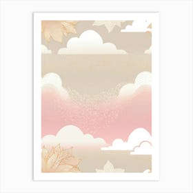 Pink Clouds And Flowers Art Print