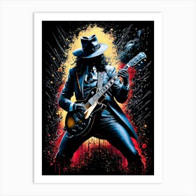 Classic Rock Guitarist Abstract Painting 1 Art Print