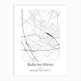 Bully Les Mines,France Minimalist Map Art Print