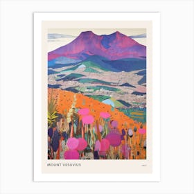 Mount Vesuvius Italy 2 Colourful Mountain Illustration Poster Art Print