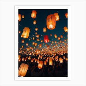 Lanterns In The Sky 3 Art Print