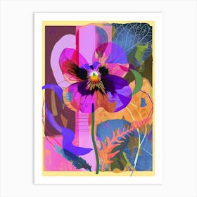 Pansy 2 Neon Flower Collage Art Print