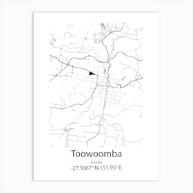 Toowoomba,Australia Minimalist Map Art Print