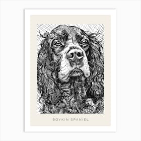 Boykin Spaniel Dog Line Art 4 Poster Art Print