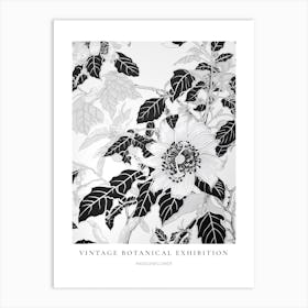 Passionflower B&W Vintage Botanical Poster Art Print