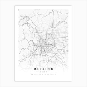 Beijing China White Map Art Print