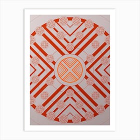 Geometric Abstract Glyph Circle Array in Tomato Red n.0092 Art Print
