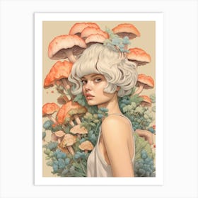 Mushroom Surreal Portrait 1 Art Print