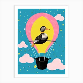 Abstract Geometric Duckling With A Hot Air Balloon 1 Art Print