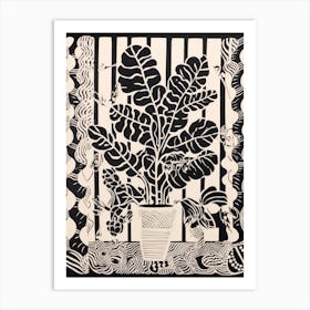 B&W Plant Illustration Zz Plant 11 Art Print