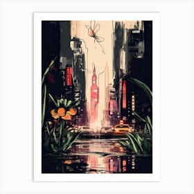 New York, Flower Collage 1 Art Print