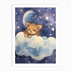 Baby Wolf 1 Sleeping In The Clouds Art Print