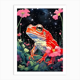 Frog In The Flowers Art Print