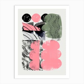 Abstract Shape Collage In Pink Art Print