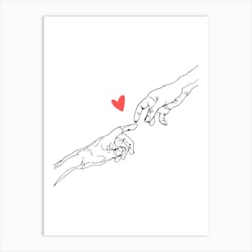 Creation Of Adam Love Minimalist Line Art Monoline Illustration Art Print