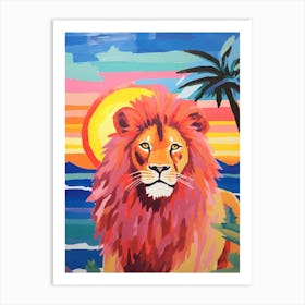Vivid Bright Lion In The Sunset 4 Art Print